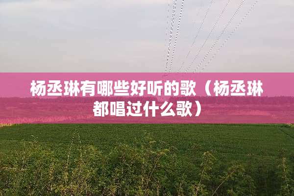 杨丞琳有哪些好听的歌（杨丞琳都唱过什么歌）
