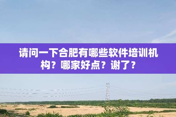 请问一下合肥有哪些软件培训机构？哪家好点？谢了？