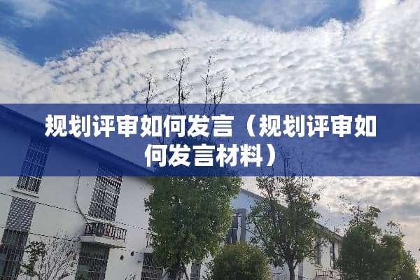 规划评审如何发言（规划评审如何发言材料）