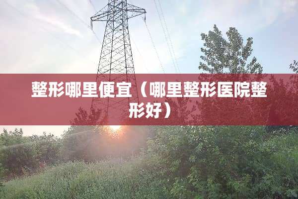 整形哪里便宜（哪里整形医院整形好）