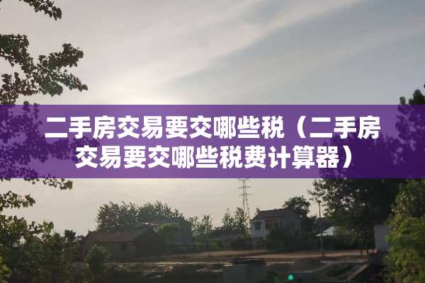 二手房交易要交哪些税（二手房交易要交哪些税费计算器）