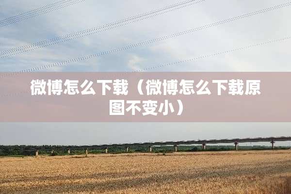 微博怎么下载（微博怎么下载原图不变小）