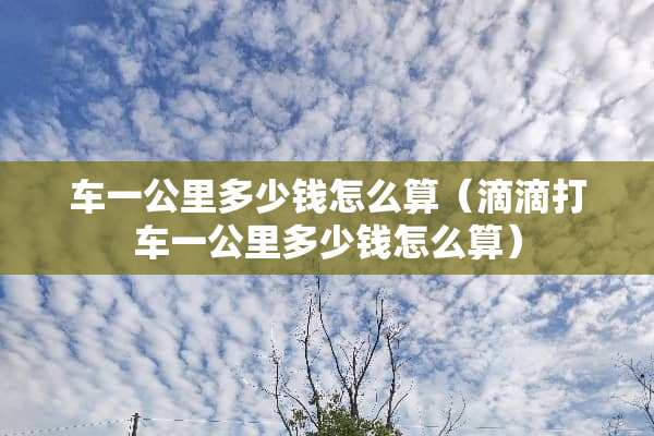 车一公里多少钱怎么算（滴滴打车一公里多少钱怎么算）