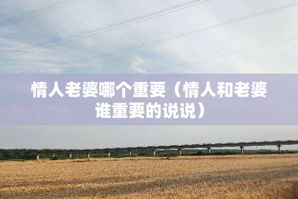 **老婆哪个重要（**和老婆谁重要的说说）