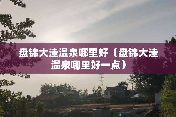 盘锦大洼温泉哪里好（盘锦大洼温泉哪里好一点）