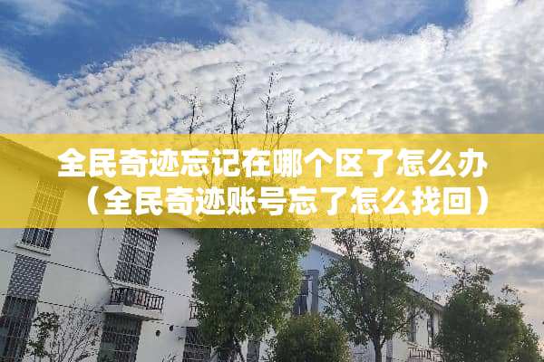 全民奇迹忘记在哪个区了怎么办（全民奇迹账号忘了怎么找回）