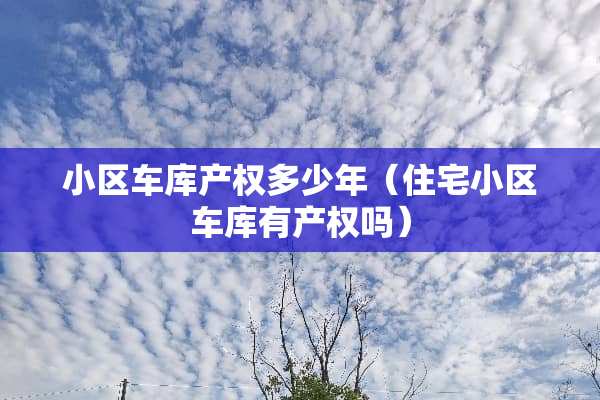 小区车库产权多少年（住宅小区车库有产权吗）