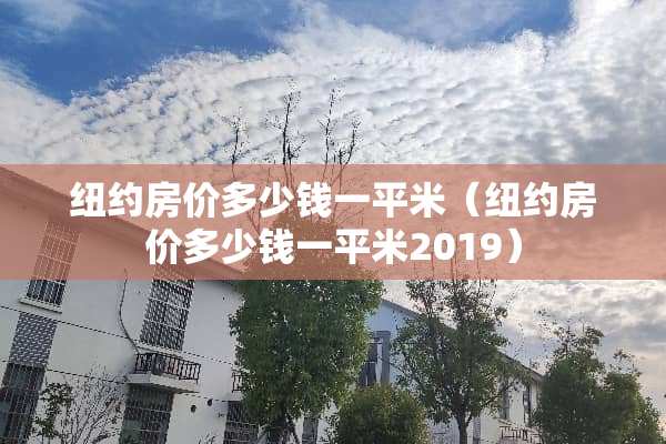 纽约房价多少钱一平米（纽约房价多少钱一平米2019）