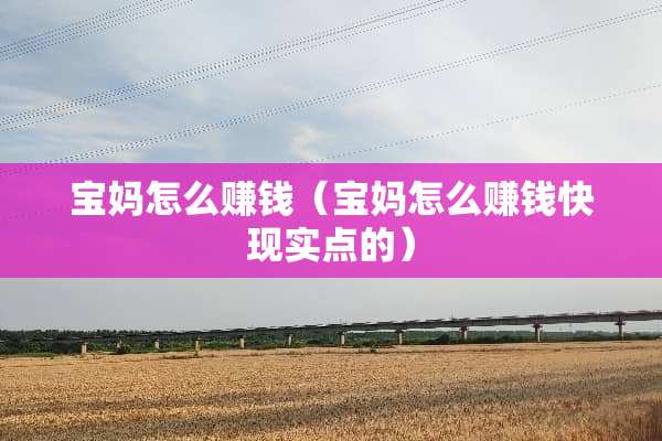 宝妈怎么赚钱（宝妈怎么赚钱快现实点的）