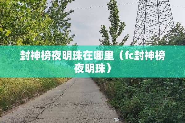 封神榜夜明珠在哪里（fc封神榜夜明珠）
