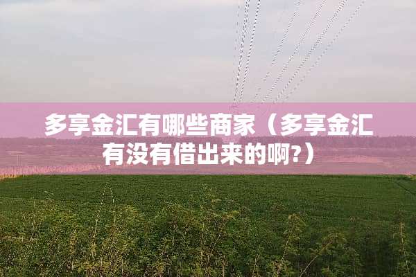 多享金汇有哪些商家（多享金汇有没有借出来的啊?）