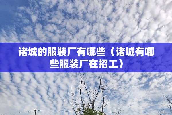 诸城的服装厂有哪些（诸城有哪些服装厂在招工）