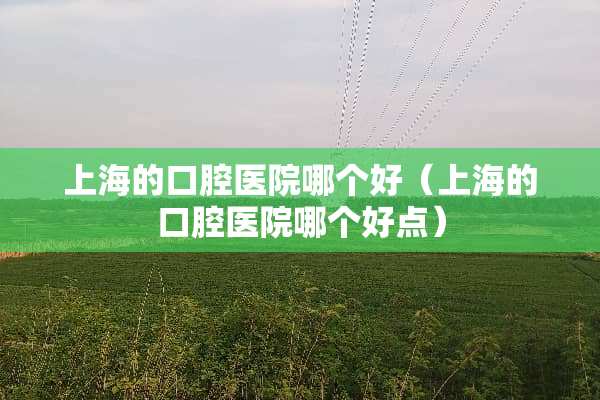 上海的口腔医院哪个好（上海的口腔医院哪个好点）