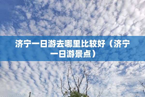 济宁一日游去哪里比较好（济宁一日游景点）