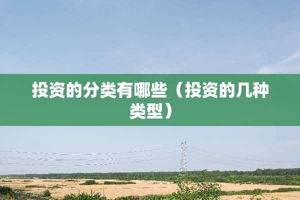 投资的分类有哪些（投资的几种类型）