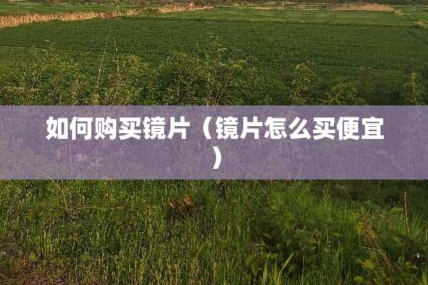 如何购买镜片（镜片怎么买便宜）