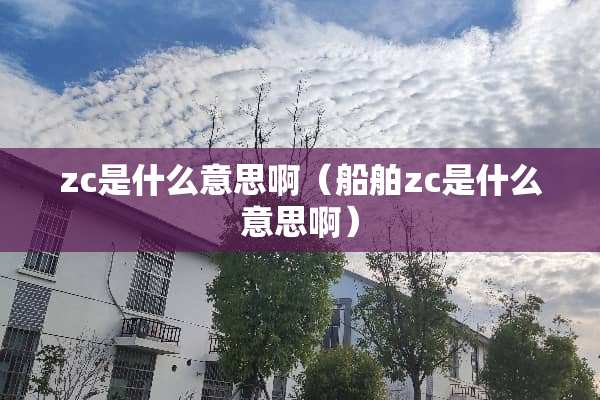 zc是什么意思啊（船舶zc是什么意思啊）