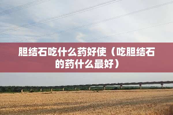 胆结石吃什么药好使（吃胆结石的药什么最好）