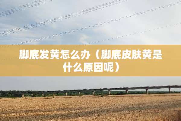 脚底发黄怎么办（脚底皮肤黄是什么原因呢）
