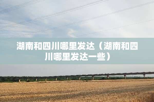 湖南和四川哪里发达（湖南和四川哪里发达一些）