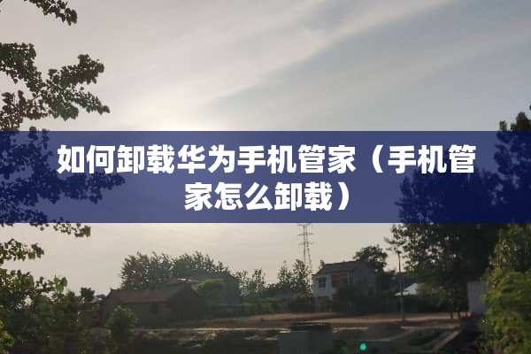 如何卸载华为手机管家（手机管家怎么卸载）