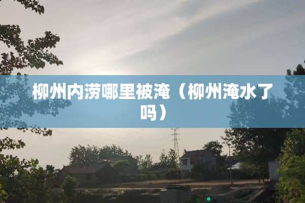 柳州内涝哪里被淹（柳州淹水了吗）