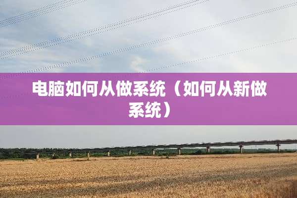 电脑如何从做系统（如何从新做系统）