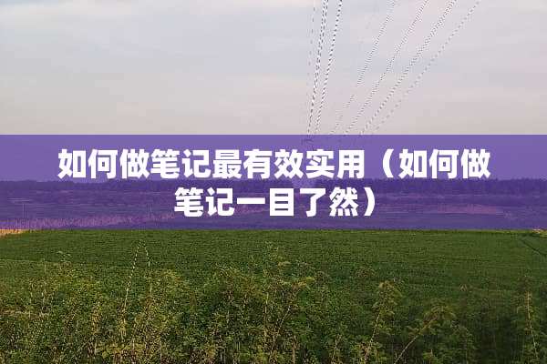 如何做笔记最有效实用（如何做笔记一目了然）