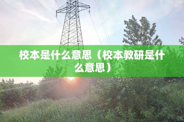 校本是什么意思（校本教研是什么意思）