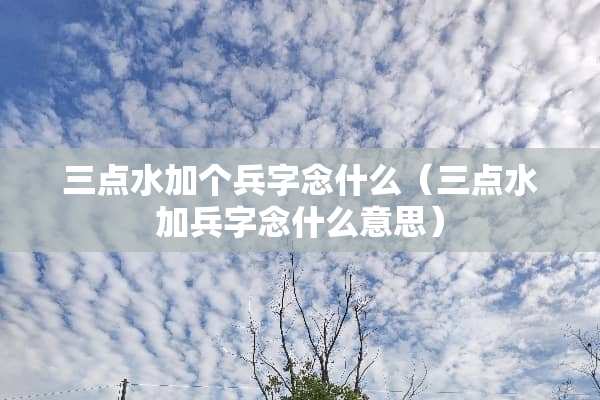 三点水加个兵字念什么（三点水加兵字念什么意思）