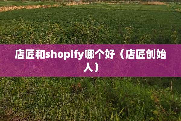 店匠和shopify哪个好（店匠创始人）