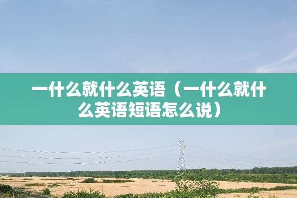 一什么就什么英语（一什么就什么英语短语怎么说）