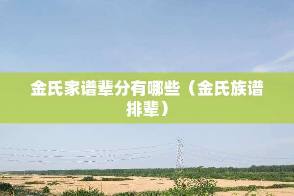 金氏家谱辈分有哪些（金氏族谱排辈）