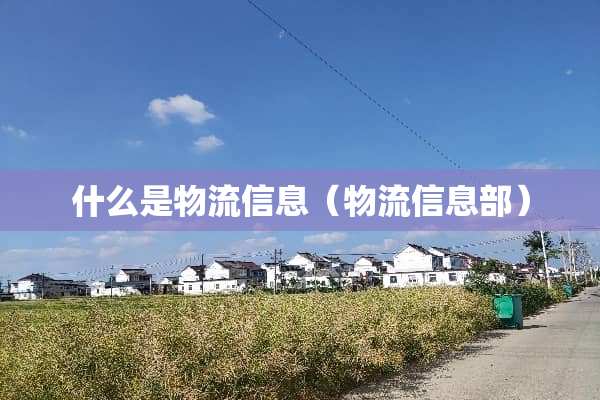 什么是物流信息（物流信息部）