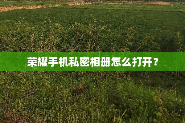 荣耀手机私密相册怎么打开？