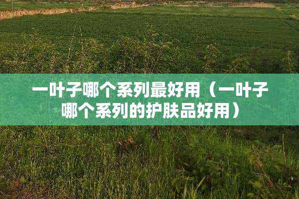 一叶子哪个系列最好用（一叶子哪个系列的护肤品好用）