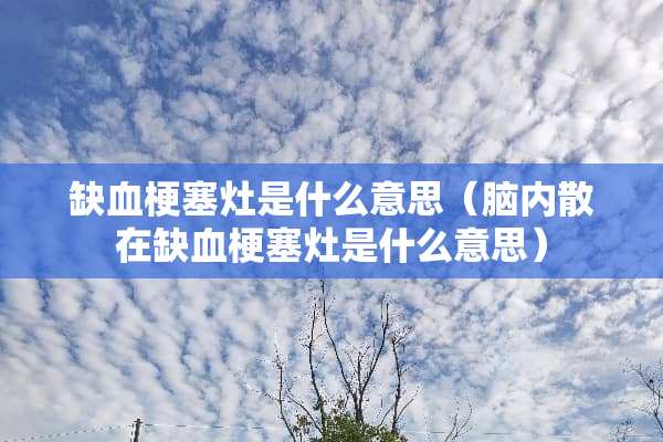 缺血梗塞灶是什么意思（脑内散在缺血梗塞灶是什么意思）