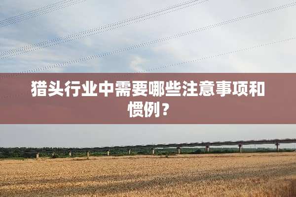 猎头行业中需要哪些注意事项和惯例？