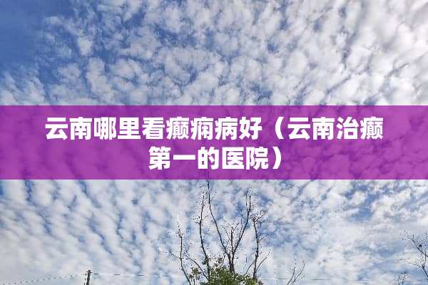 云南哪里看癫痫病好（云南治癫第一的医院）