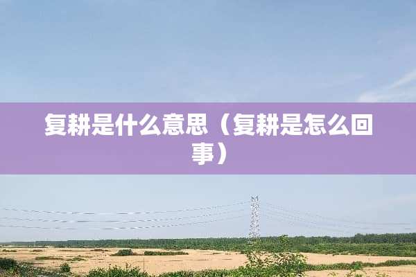 复耕是什么意思（复耕是怎么回事）