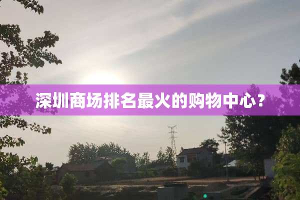 深圳商场排名最火的购物中心？