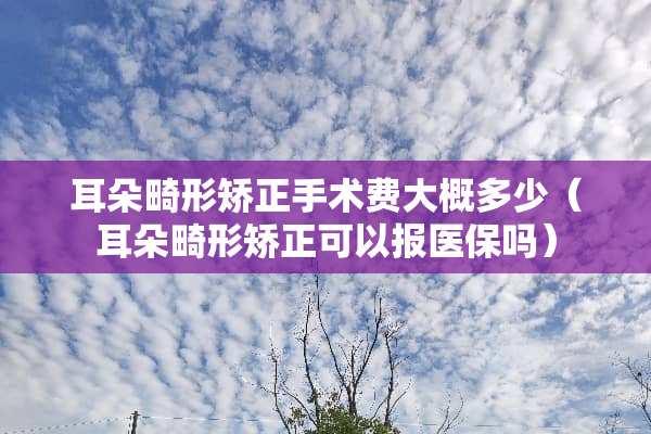 耳朵畸形矫正手术费大概多少（耳朵畸形矫正可以报医保吗）