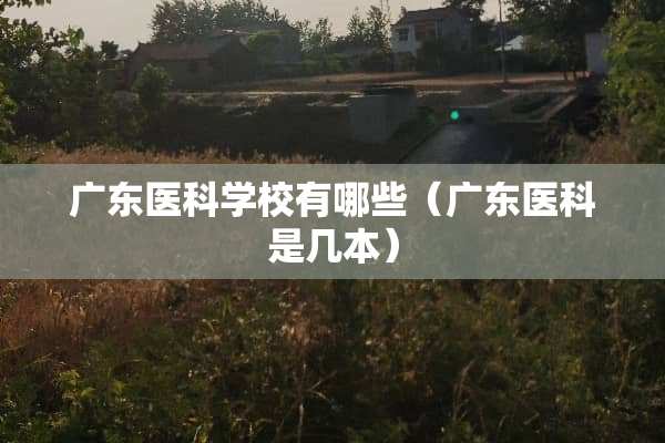 广东医科学校有哪些（广东医科是几本）