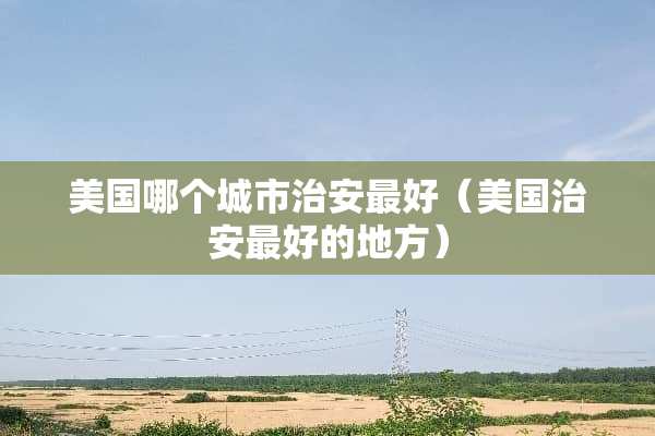 美国哪个城市治安最好（美国治安最好的地方）