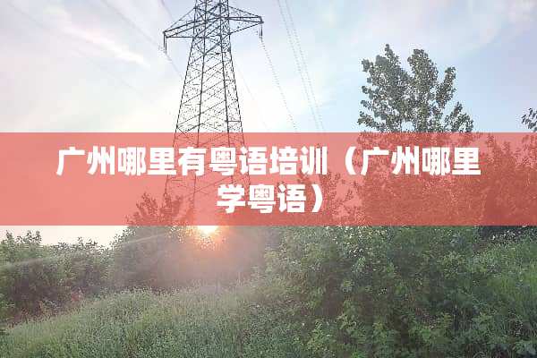 广州哪里有粤语培训（广州哪里学粤语）