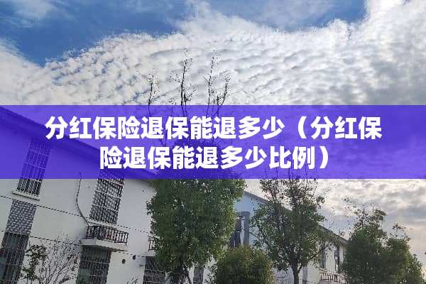 分红保险退保能退多少（分红保险退保能退多少比例）