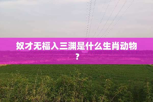 *才无福入三渊是什么生肖动物？