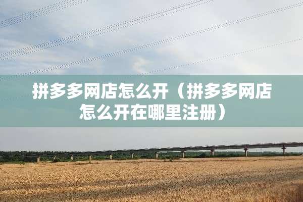 拼多多网店怎么开（拼多多网店怎么开在哪里注册）