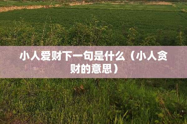 小人爱财下一句是什么（小人贪财的意思）