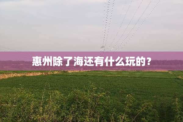 惠州除了海还有什么玩的？